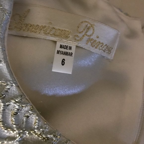 Girls American Princess Size 6 Formal/ Gown · Floral ·Cream/Smoky Blue - Picture 6 of 6